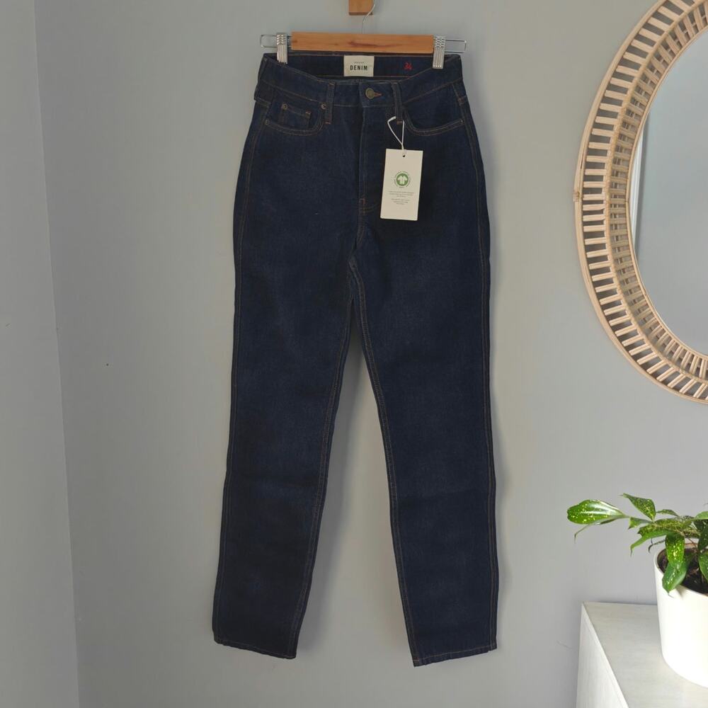 Sézane Le New Brut Sexy Tall Jeans Indigo High Rise Straight Denim 34 US 2 NWT